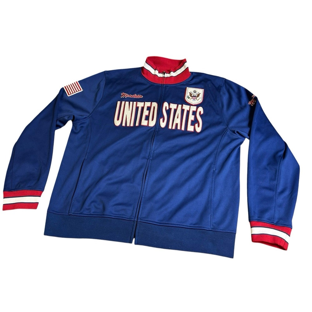 Mondetta United States Full Zip‎ Blue Track Jacket Pockets USA Flag XXL